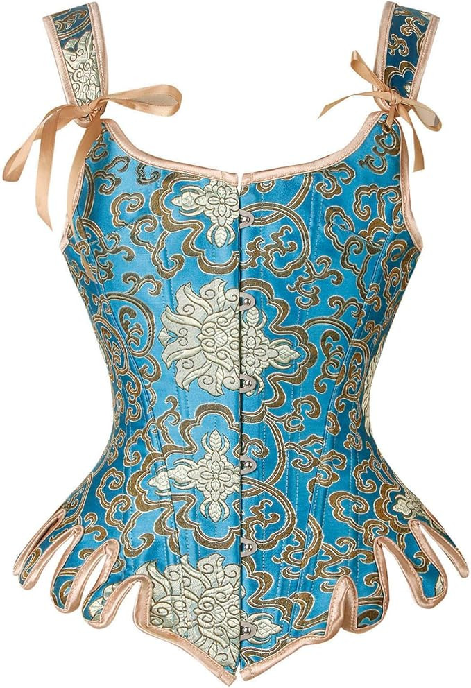 Charmian Women's Victorian Vintage Brocade Lace Up Bustier Overbust Corset Top | Amazon (US)
