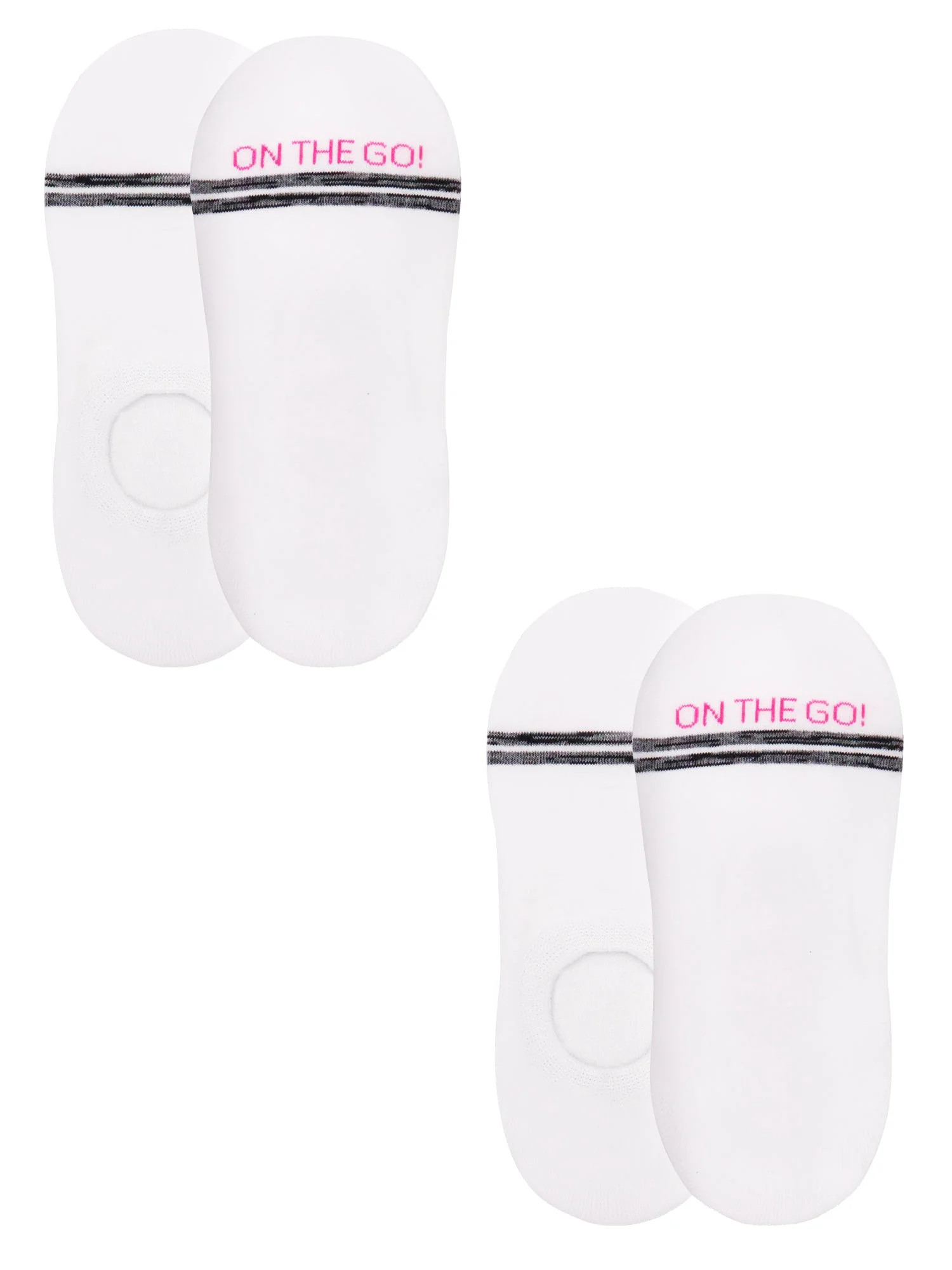On the Go Women's Invisible Socks (White Black Stripes Toe) | Walmart (US)