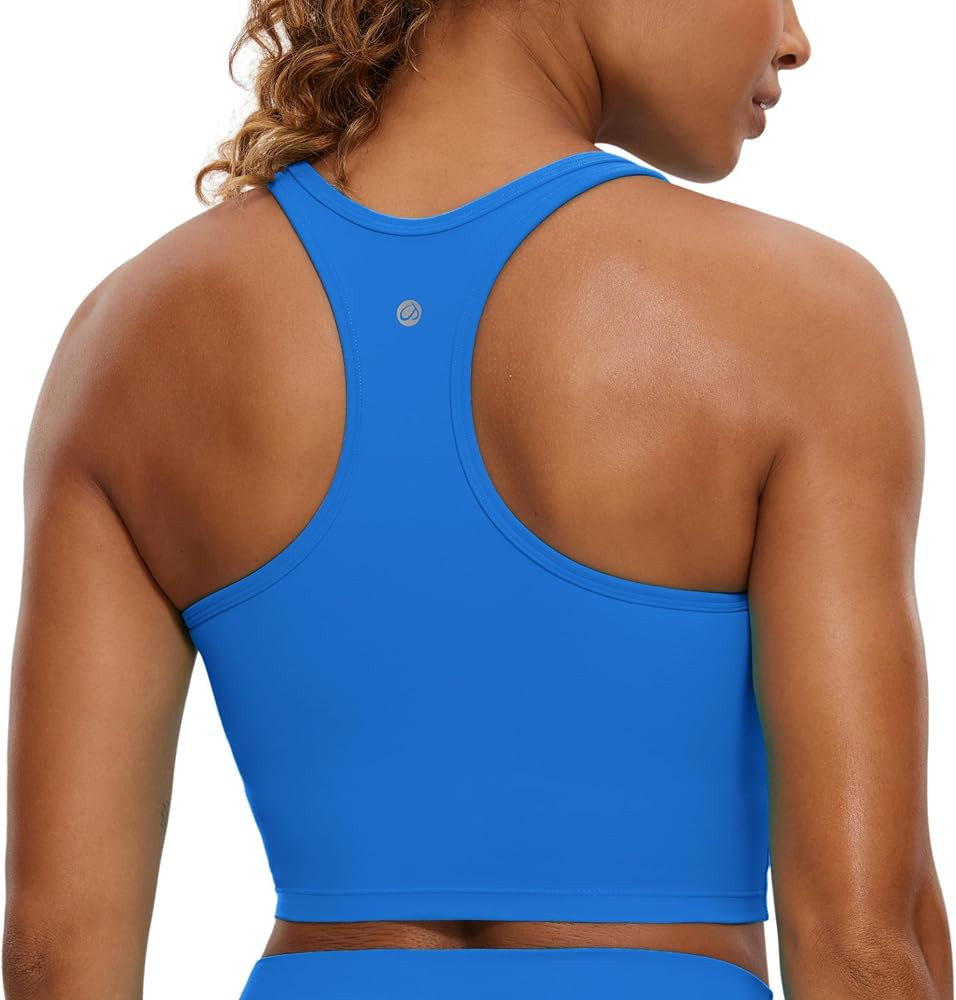 CRZ YOGA Butterluxe Womens Y-Back Racerback Longline Sports Bra - Padded Scoop Neck Workout Crop ... | Amazon (US)
