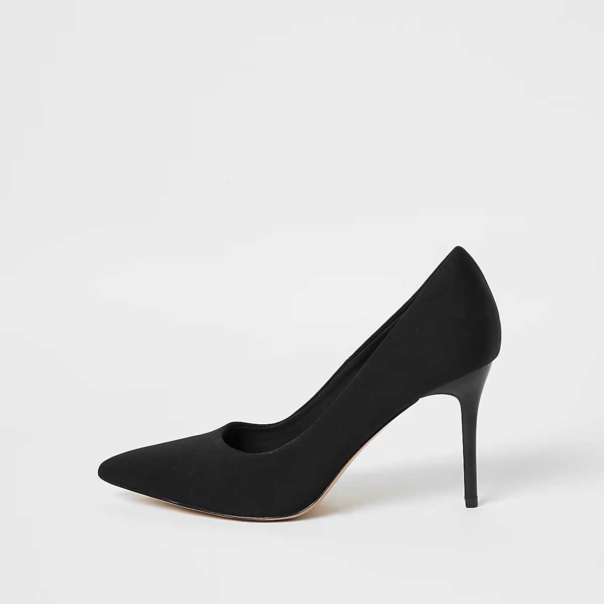 Black skinny heel scuba court shoe | River Island (UK & IE)