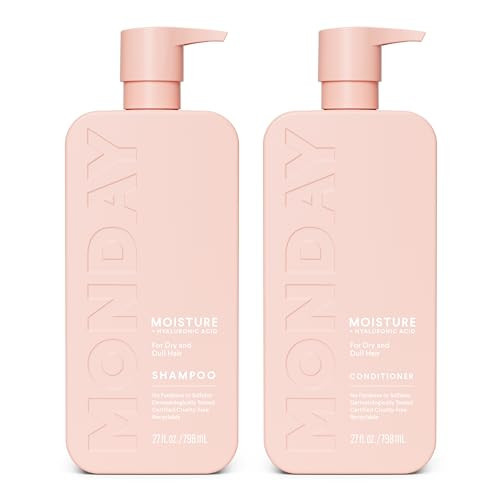 MONDAY HAIRCARE Moisture Shampoo + Conditioner Set (2 Pack) 27oz Each, Dry, Coarse, Stressed, Coily & Curly Hair, Made from Coconut Oil, Rice Protein, Shea Butter, & Vitamin E, 100% Recyclable Bottles | Amazon (US)