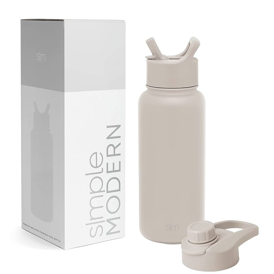 Simple Modern Water Bottle with Straw and Chug Lid Vacuum Insulated Stainless Steel Metal Thermos... | Amazon (US)