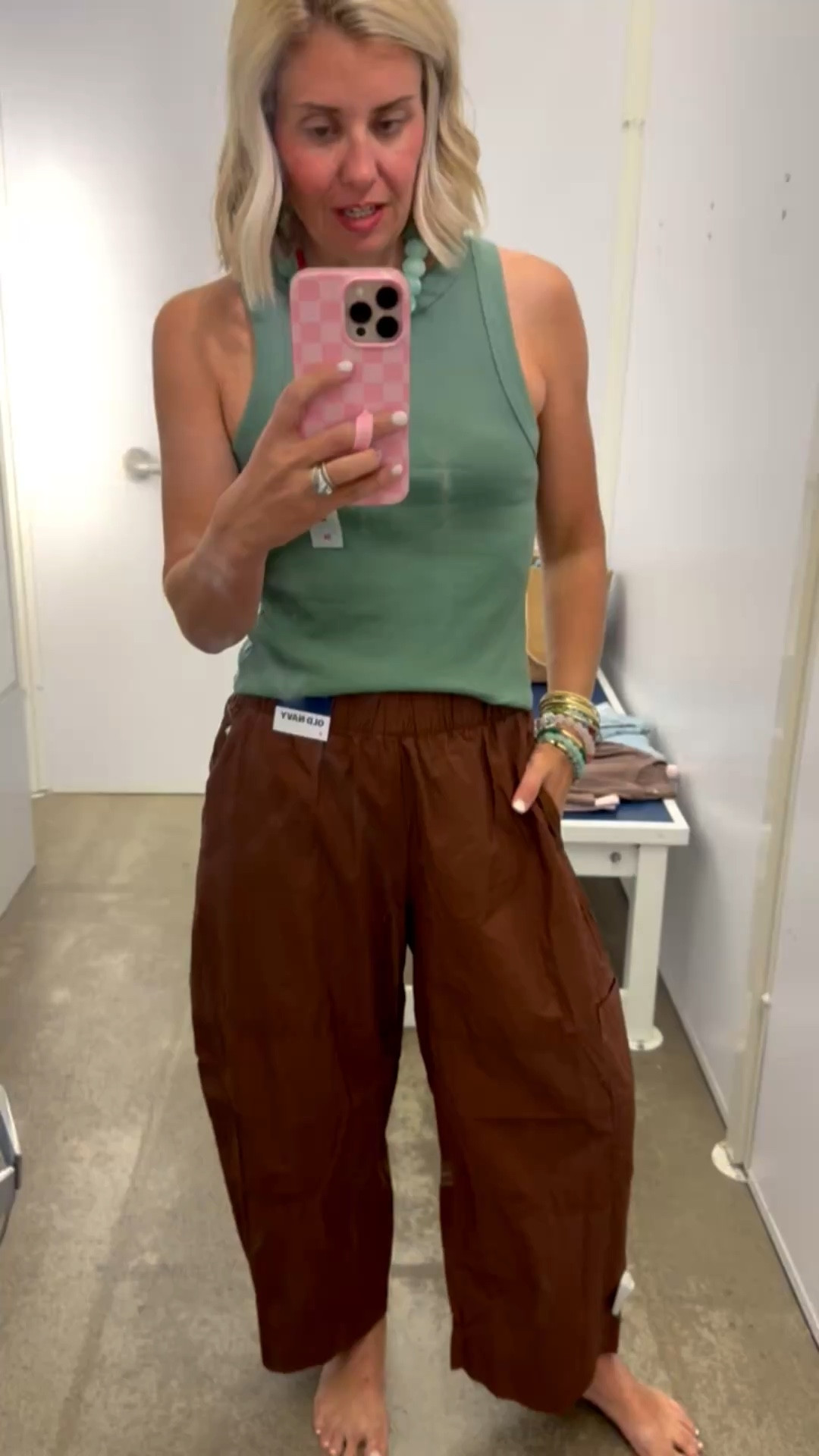 Love this color combo! The BEST tanks…literally buy them every year. I size up to a petite medium tank and wearing small (need xs) pants.  
*Use my Loopy code mixandmatchmadness 
*Use my A+B code Catherine20

#LTKSeasonal #LTKstorytime #LTKSaleAlert