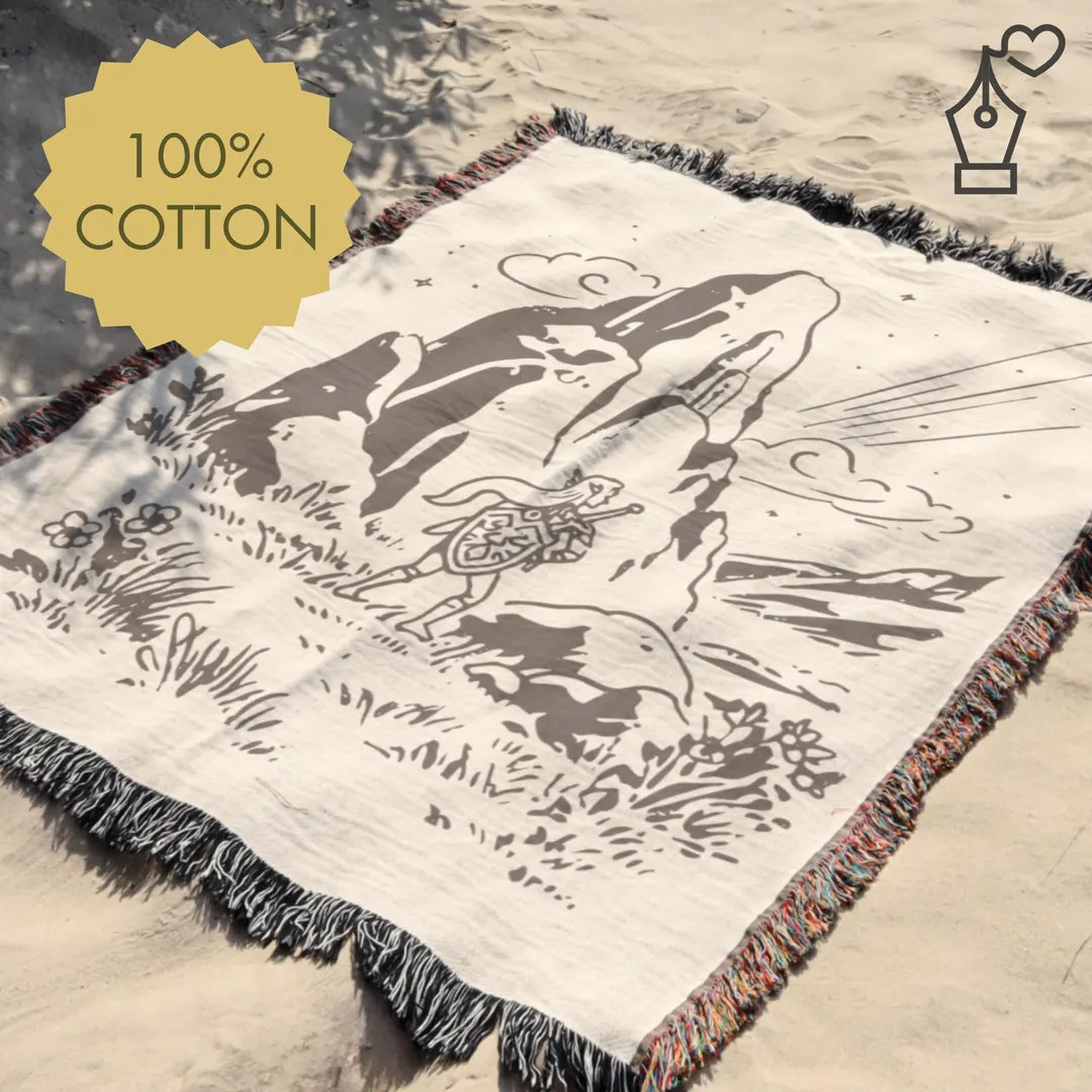 Vintage Legend of Zelda Woven Cotton Blanket Gamer Home Decor Gift | Etsy (US)