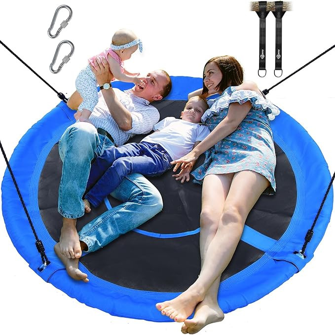 Trekassy 60" Large Saucer Tree Swing for Kids Adults 900D Oxford Waterproof with 2pcs Hanging Str... | Amazon (US)