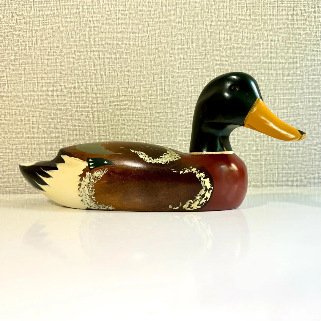 Hand Carved Wood Mallard Duck Hunting Decoy / Vintage Mallard Duck Decoy Rustic Fall Decor / Rust... | Etsy (US)
