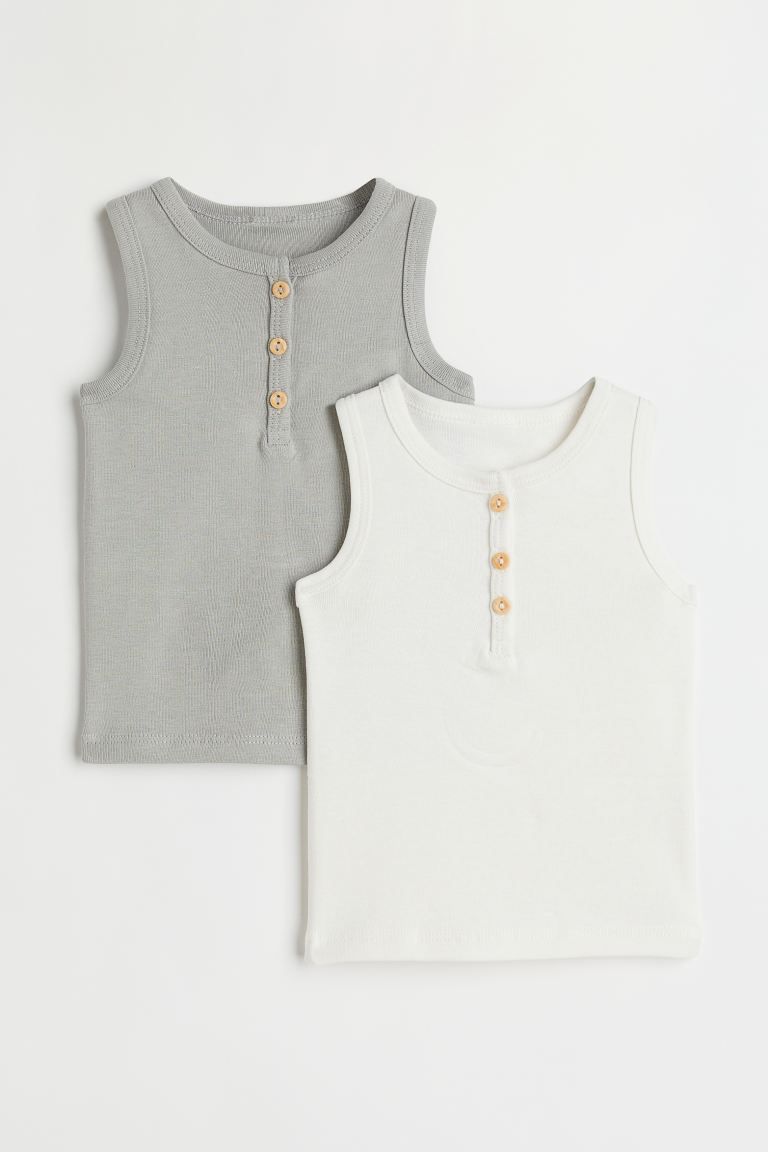 Baby Exclusive. Tank tops in soft, organic cotton jersey. Button placket and ribbing at neckline ... | H&M (US)