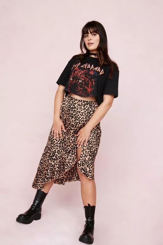 Plus Size Leopard Asymetric Midi Skirt | Nasty Gal (US)