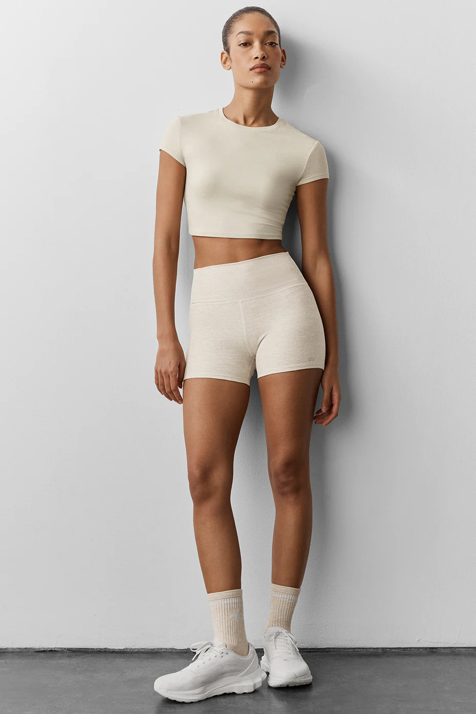 3" Alosoft High-Waist Carefree Short in Oatmeal Heather, Size: 2XS | Alo Yoga