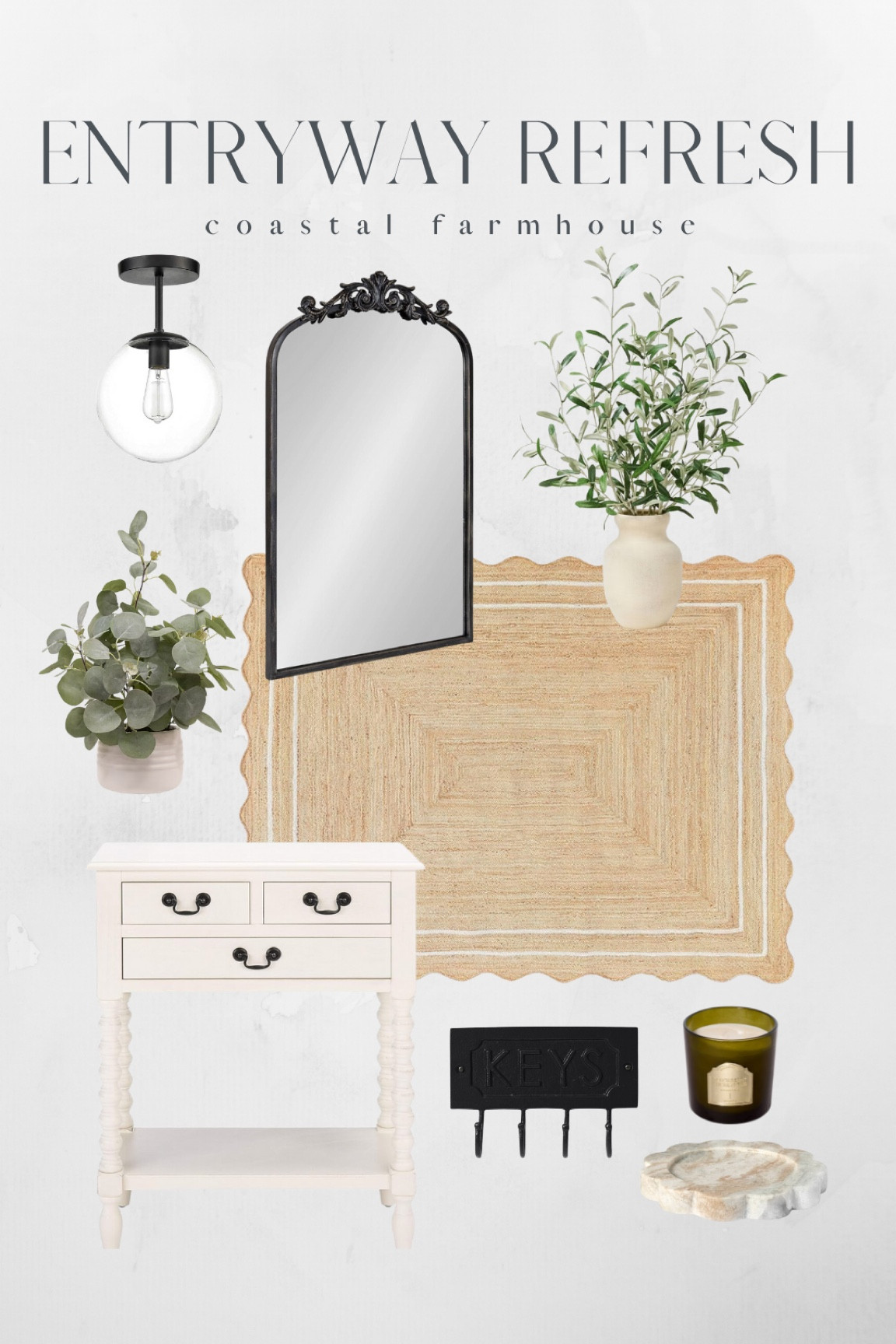 Coastal farmhouse entryway decor ✨ I LOVE this rug from Amazon! It’s a Serena and Lily look-a-like 🤯👏🏻 

#LTKhome