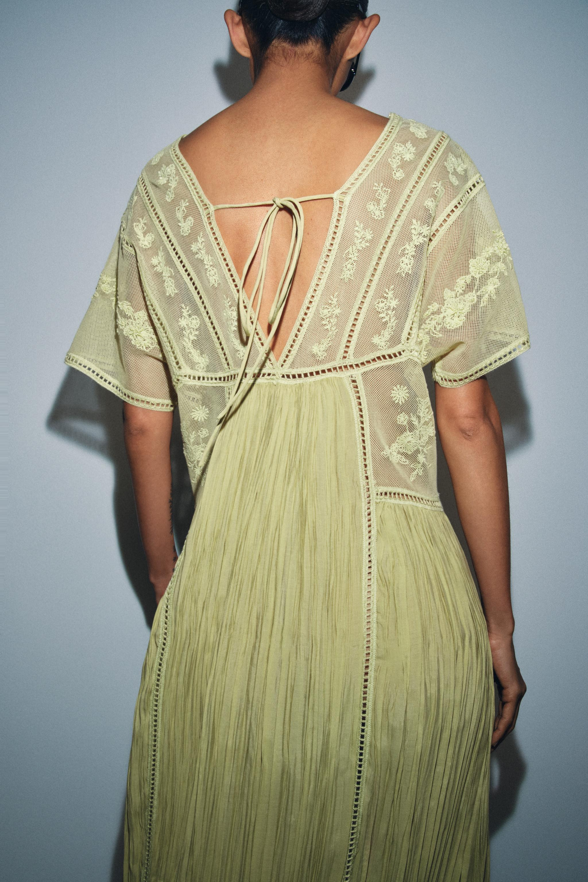 ZW COLLECTION EMBROIDERED PLEATED DRESS | Zara UK