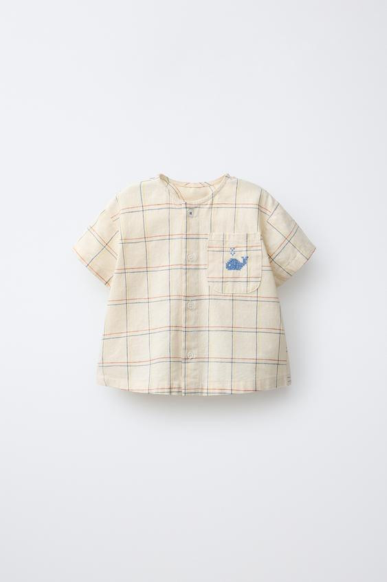 EMBROIDERED PLAID SHIRT | Zara US