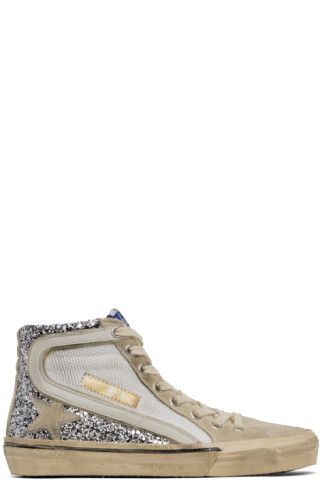 White & Beige Slide Sneakers | SSENSE