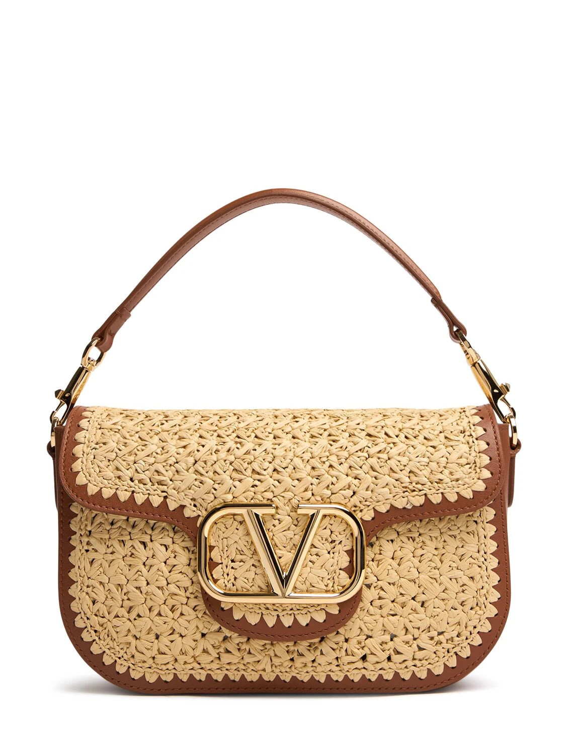 Logo Raffia Effect Shoulder Bag | Luisaviaroma
