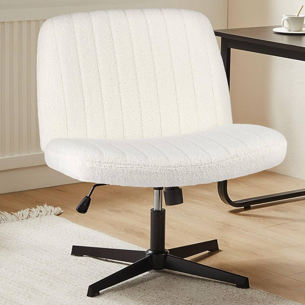 Sweetcrispy Criss Cross Chair Legged, Armless Office Desk Chair No Wheels, Swivel Vanity Chair, H... | Amazon (US)