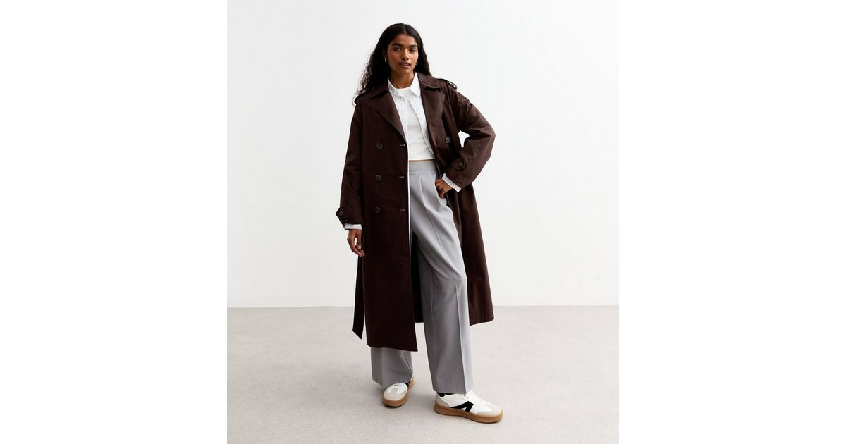 Petite Brown Double Breasted Cotton Trench Coat | New Look | New Look (UK)