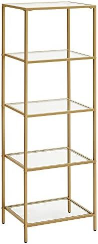 VASAGLE Gold Shelf Bookcase, 5-Tier Bookshelf, Slim Shelving Unit for Bedroom, Bathroom, | Amazon (US)