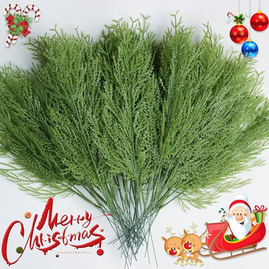 100 Pcs Artificial Pine Branches Greenery Pine Stems -13.7 inches Faux Pine Branches Greenery Ste... | Amazon (US)