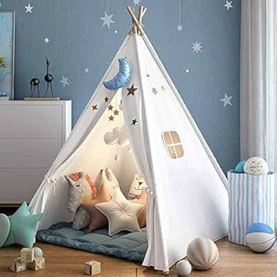 wilwolfer Teepee Tent for Kids Foldable Children Play Tents for Girl and Boy with Carry Case Canv... | Amazon (US)