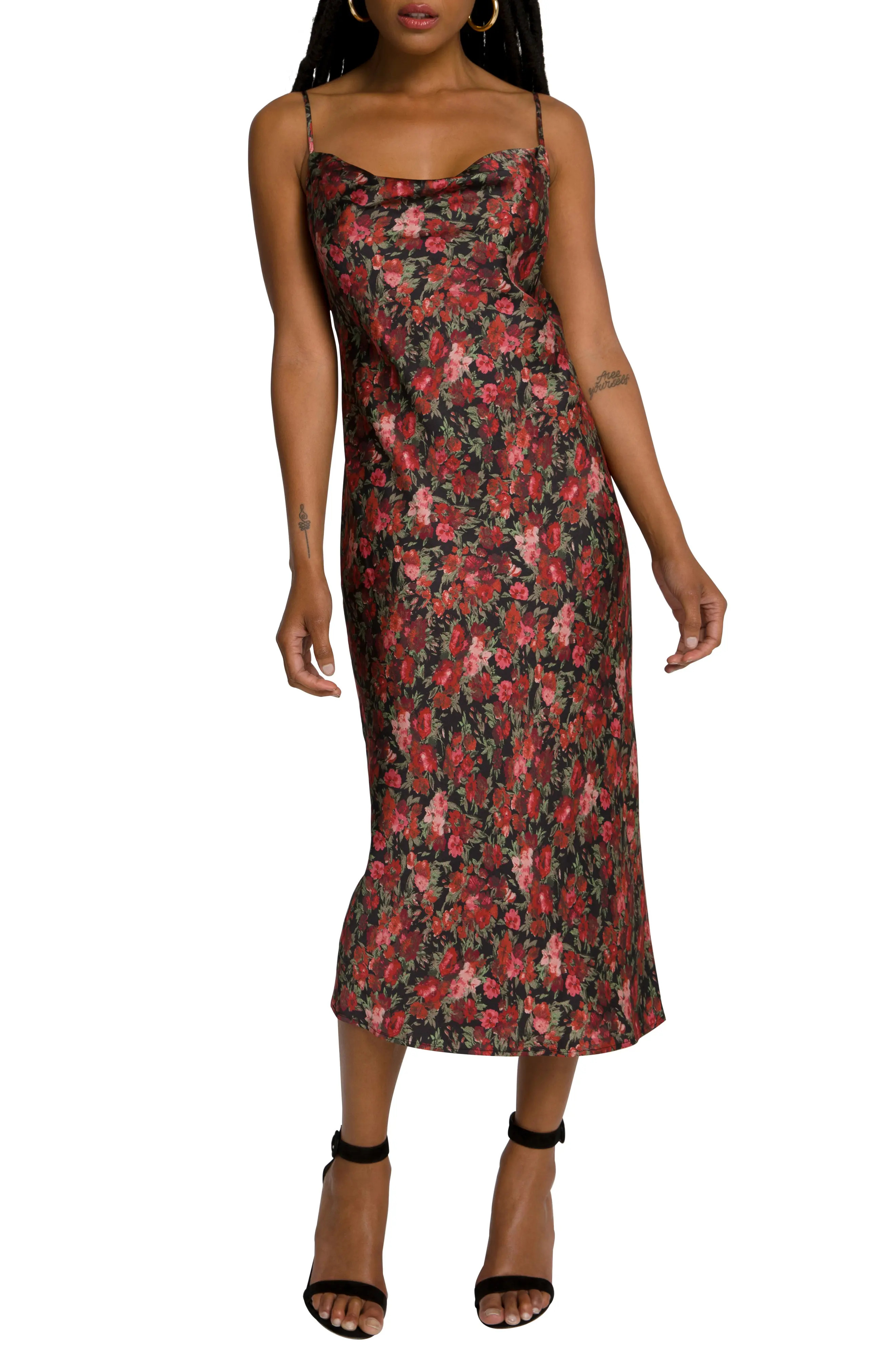 Women's Good American Floral Print Slipdress, Size 0 - Black | Nordstrom