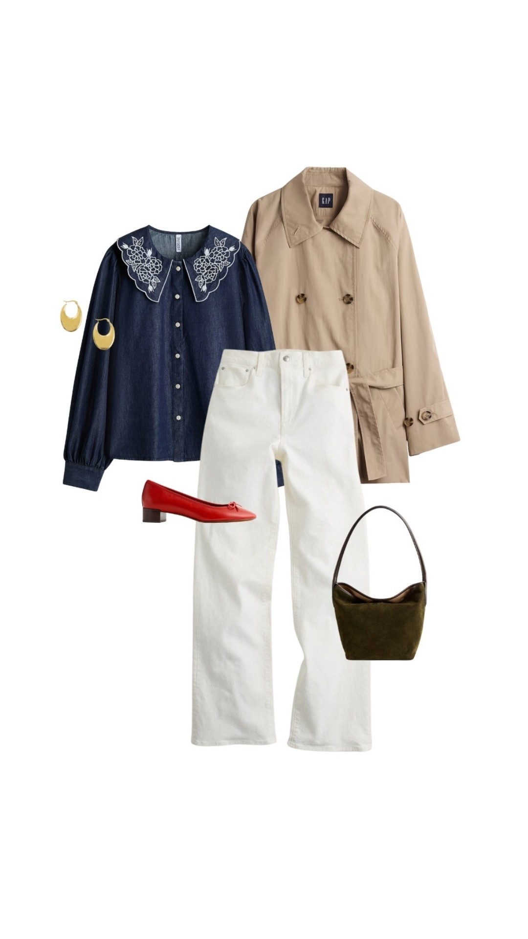 Fall neutral outfit with Gap trench and Madewell pumps 

Suede shoes, suede purse, bucket bag, trench coat, denim shirt, embroidered shirt

#LTKSeasonal #LTKSaleAlert #LTKPetite