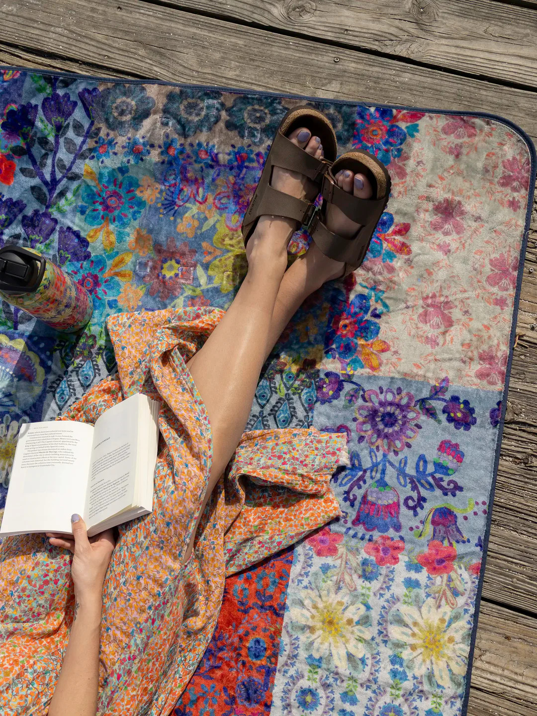 XL Water Resistant Picnic Blanket - Blue Patchwork | Natural Life