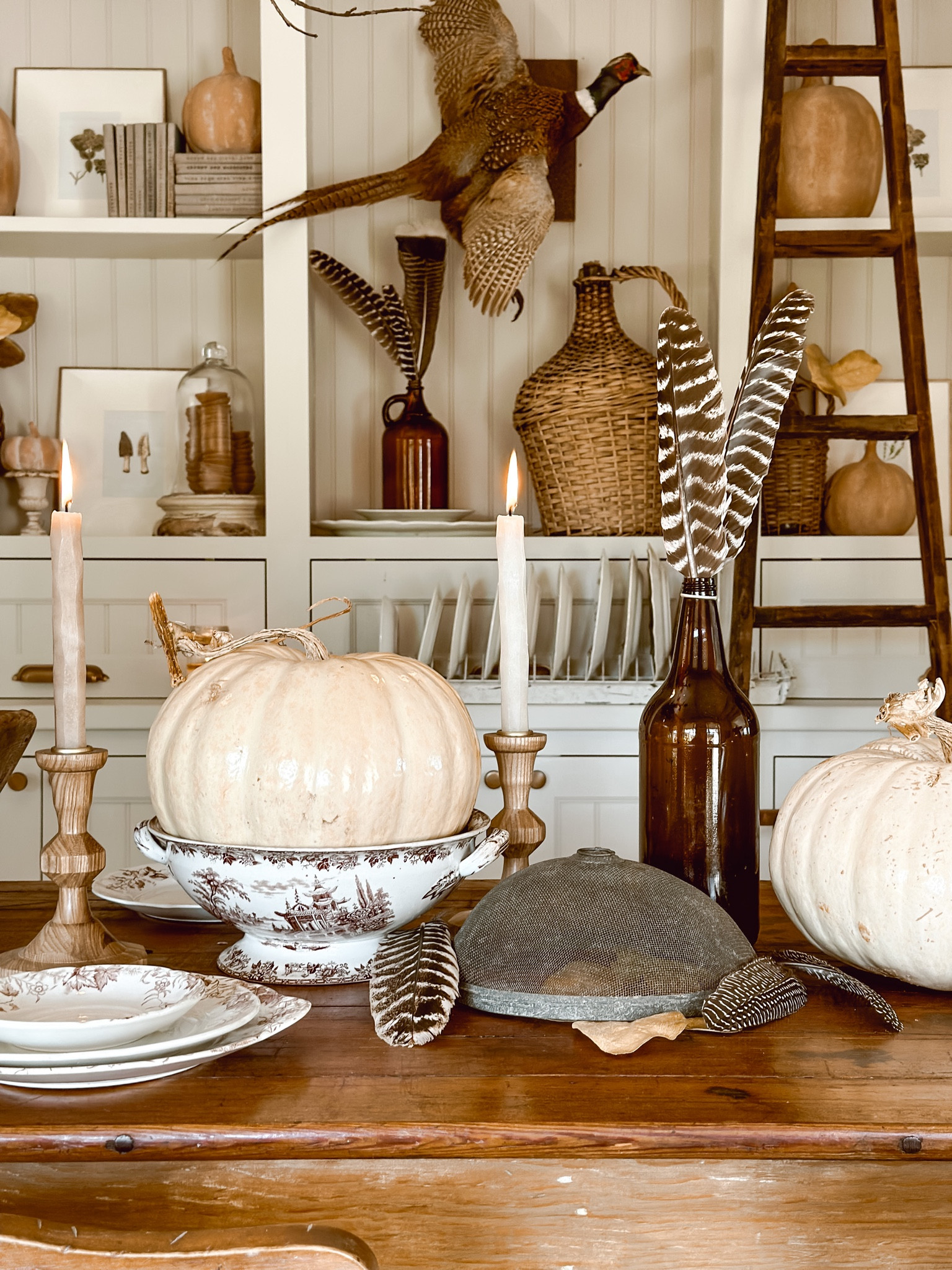 A cozy fall table with antiques & pieces that blend so well with my finds! 


I used this vine hanger to create this foliage above the table. But you can also use the wreath hanger I shared below as well! 

#LTKSeasonal #LTKhome