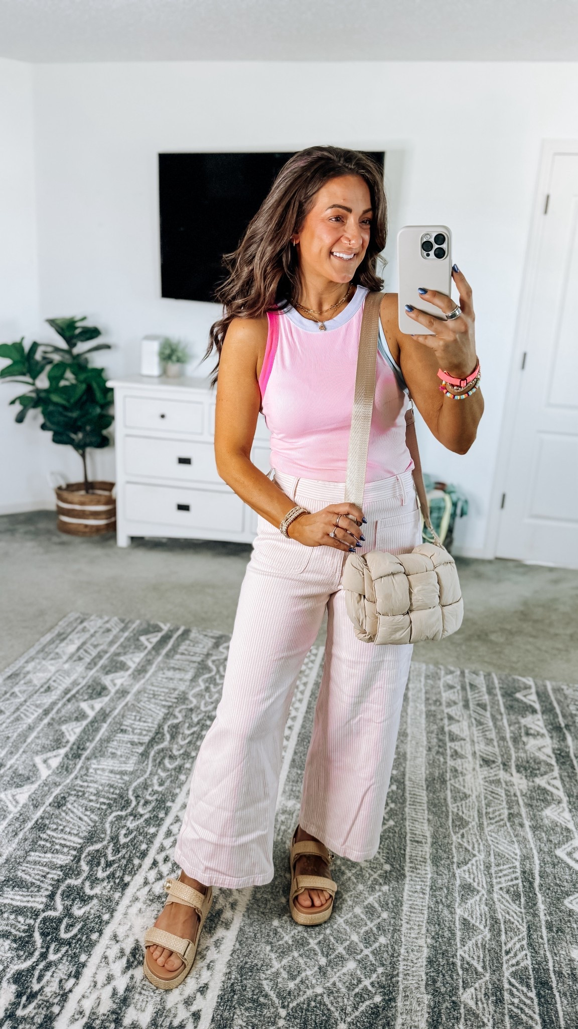 Pink spring ‘fit 🩷 both true to size and the tank comes in a bunch of color options! 

#LTKootd #LTKPetite #LTKSaleAlert