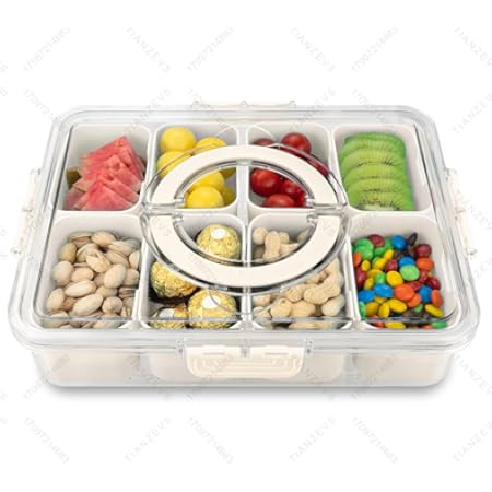 Pure Future Air-Tight Snackle Box Container –Divided Serving Tray with Lid & Handle–Clear Sna... | Amazon (US)