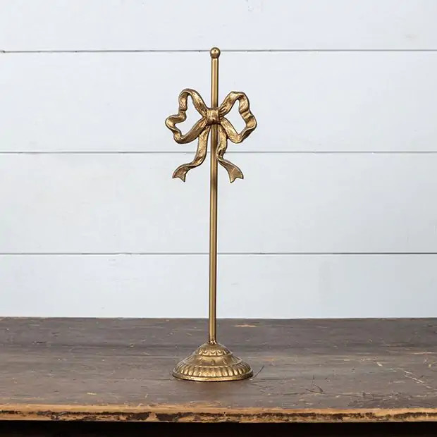 Gold Bow Wreath Stand | Antique Farm House