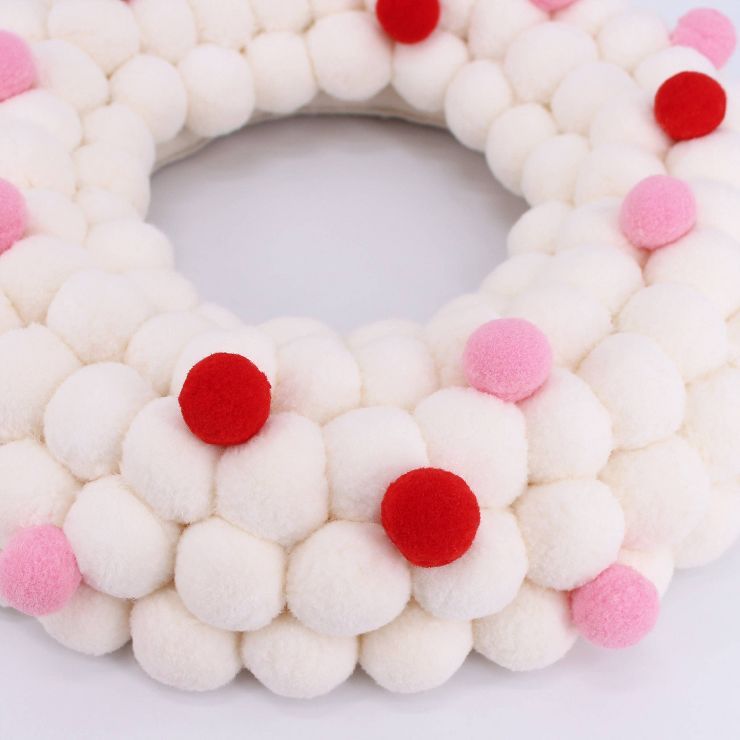 15" Valentine's Day Polyester Ball Wreath White/Red/Pink - Spritz™ | Target