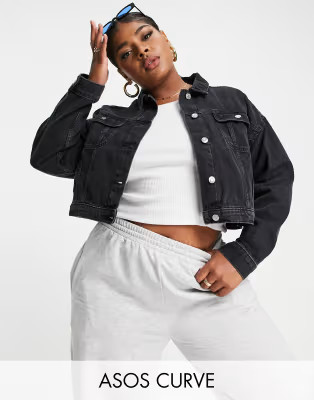 ASOS DESIGN Curve 'original' denim jacket in blackwindow.asos.performance.markAndMeasure(`pdp:tit... | ASOS (Global)