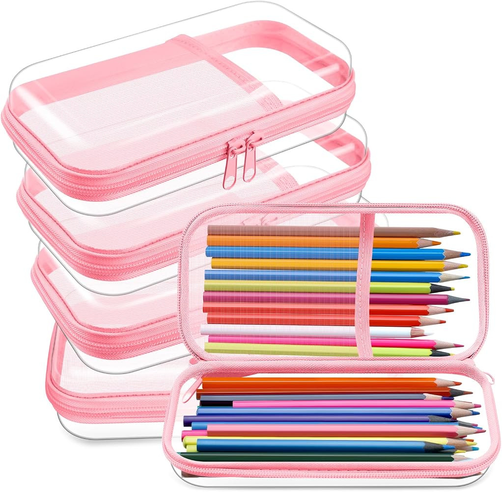 Sanwuta 4 Pcs Clear Hard Shell Zipper Case Clear Travel Pouches Bulk Plastic Portable Travel Orga... | Amazon (US)