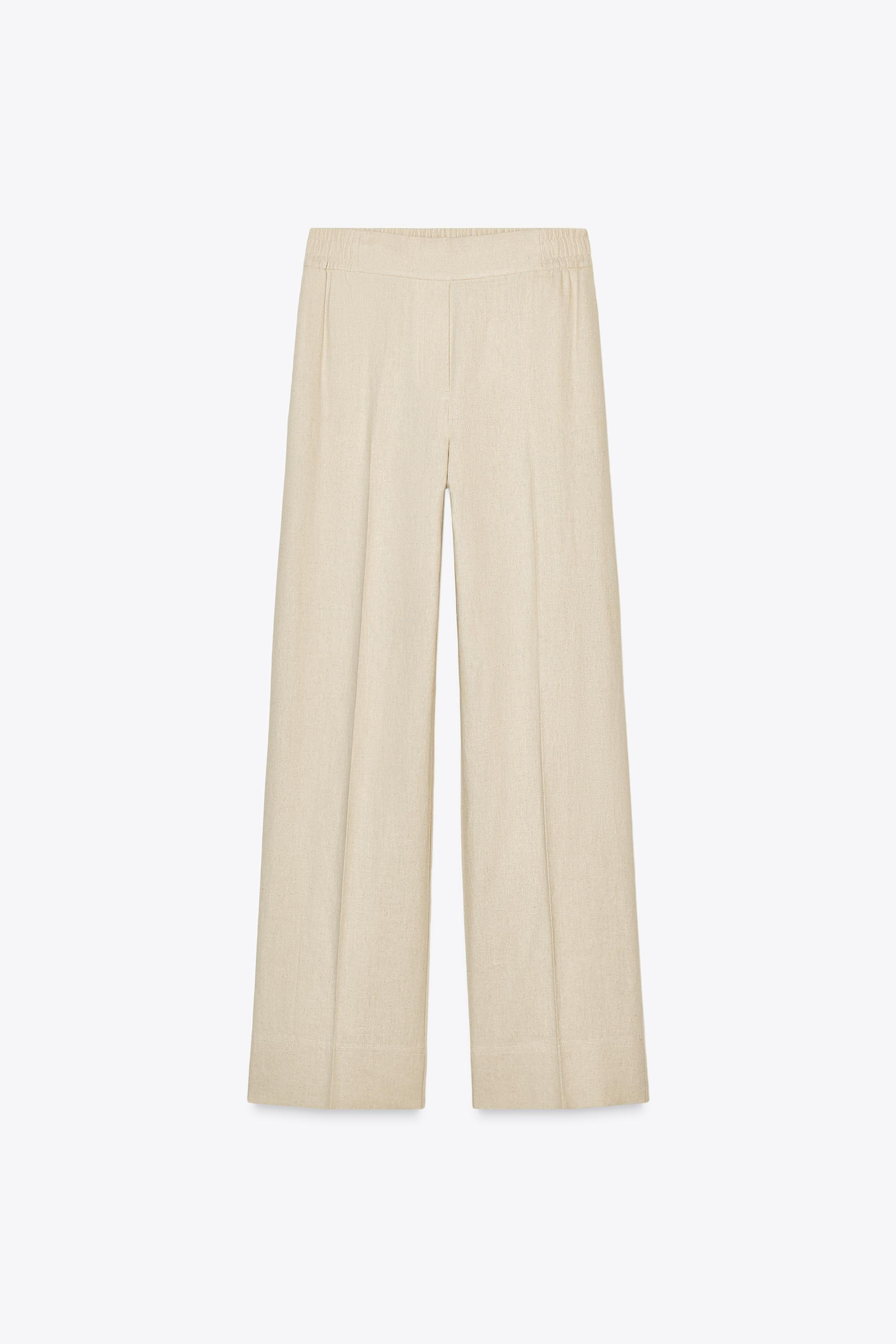 LINEN BLEND WIDE LEG PANTS | Zara US