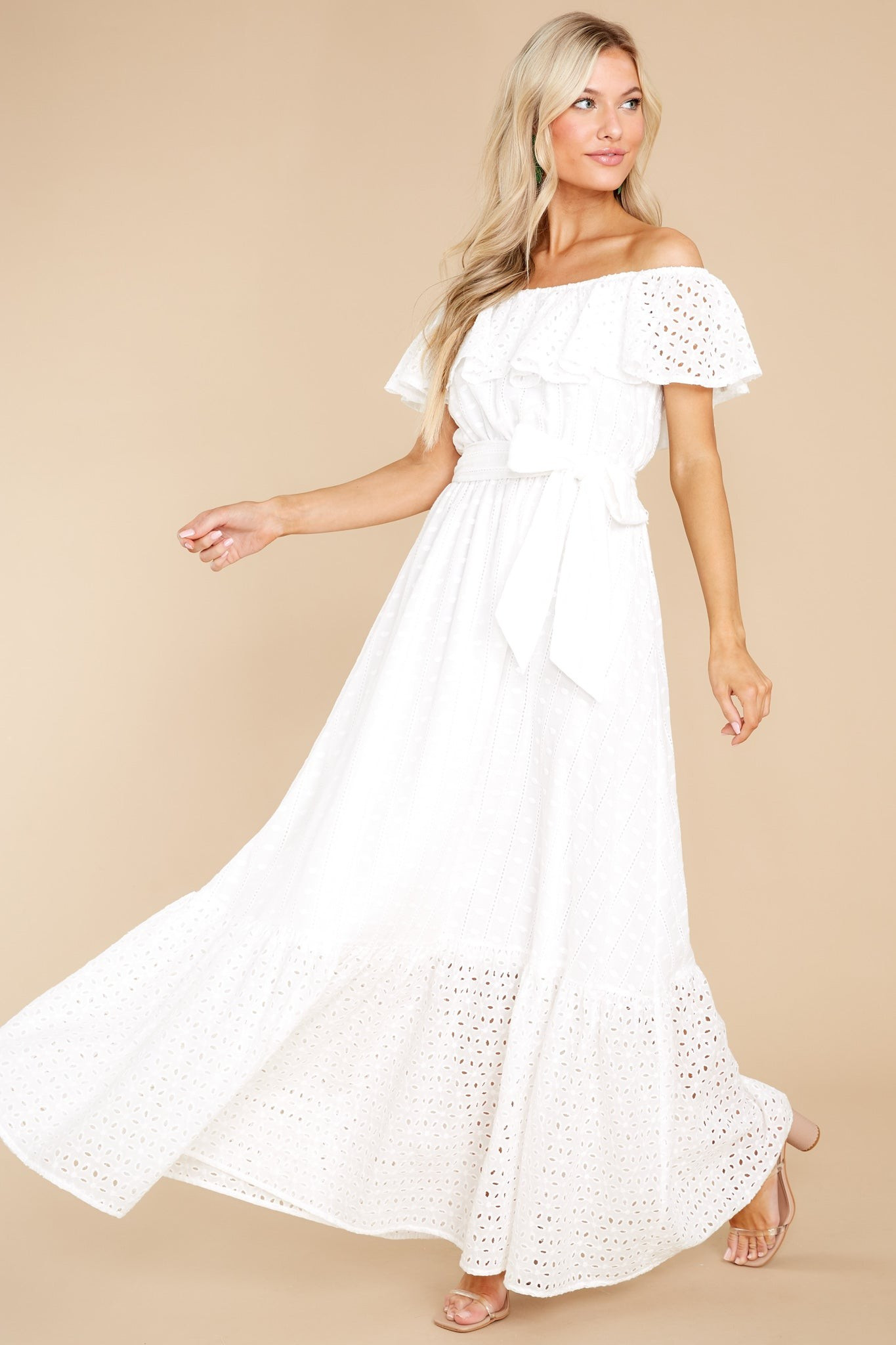 Sweep You Away White Maxi Dress | Red Dress 