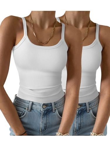 GKBK Womens Tank Tops Spaghetti Straps Scoop Neck Ribbed Tank Top for Women 2026 Slim Fitted Summ... | Amazon (US)