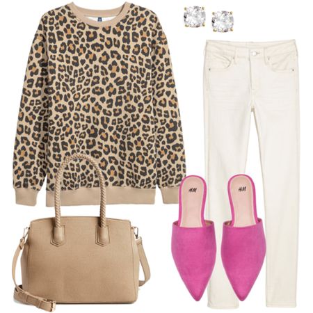 Leopard sweatshirt with white denim jeans and pink flats fall outfit 

#LTKSeasonal #LTKunder50 #LTKstyletip