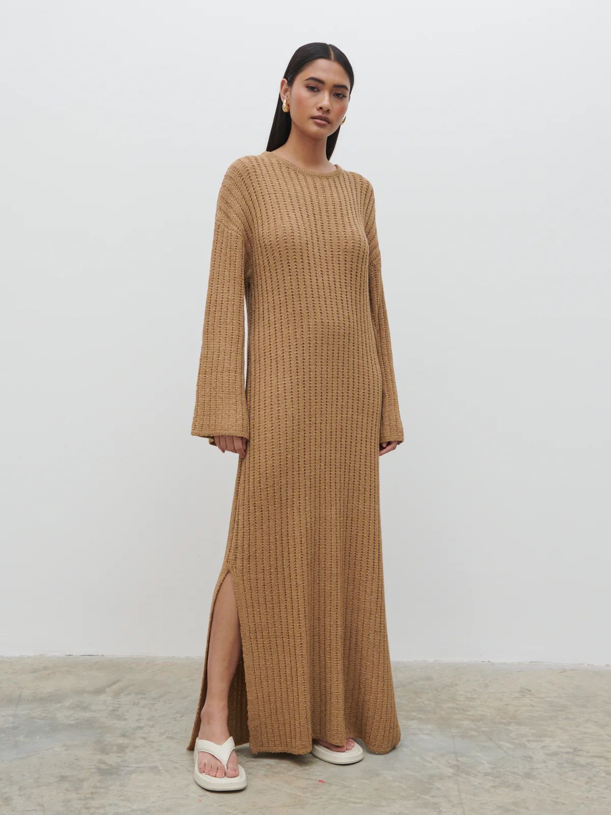 Eleanor Knit Maxi Dress - Biscuit | Pretty Lavish (UK)