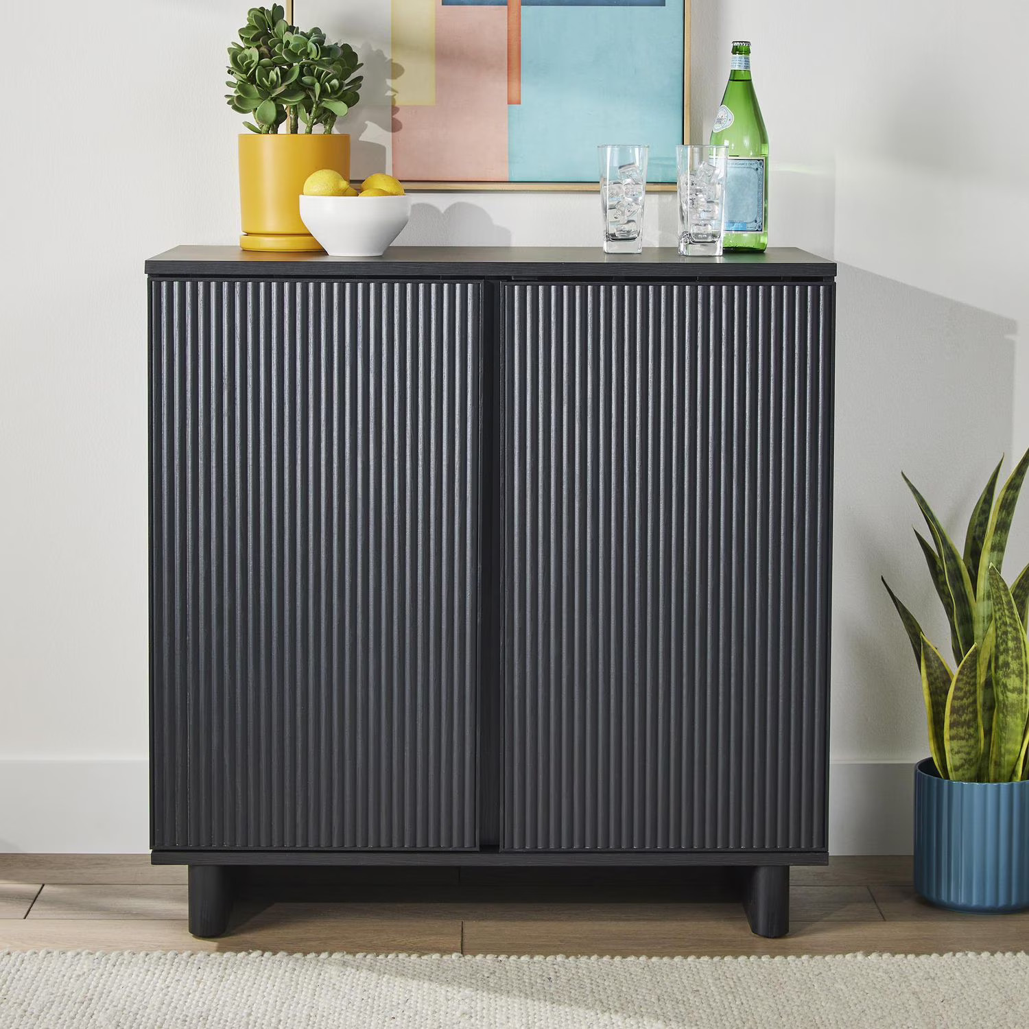 Better Homes & Gardens Lillian Fluted Bar Cabinet, Black Finish | Walmart (CA)