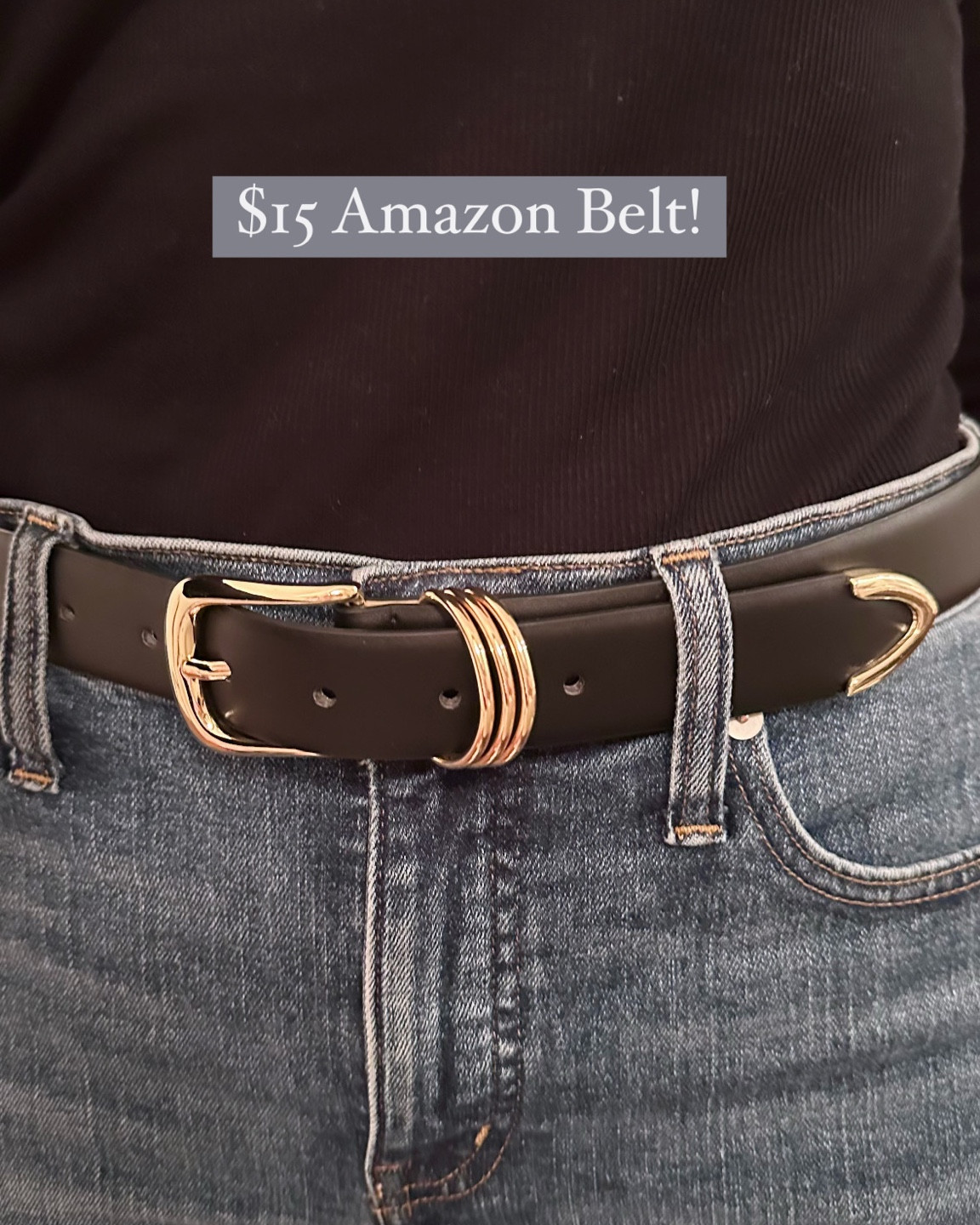 Shocked how good the quality is! Black faux leather best - currently 24% off. Belts are a must this fall season. The perfect gold…not bright yellow gold. It’s a soft gold and not in your face. I’m wearing size small. 

Fall outfit
Outfit ideas
Jeans
Gold ring belt
Western belt
Amazon finds

#LTKStyleTip #LTKFindsUnder50 #LTKWorkwear