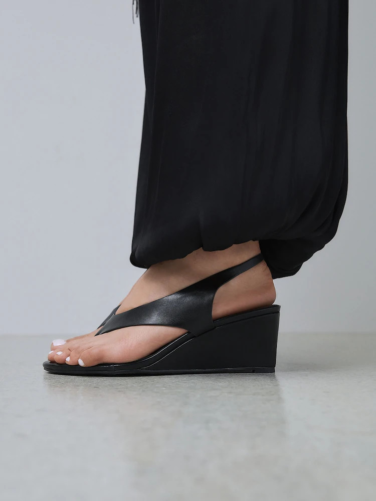 Black Forever Comfort\u00ae Toepost Slingback Wedges | Next US