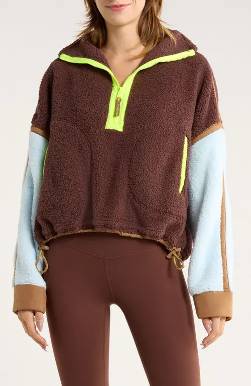Free People FP Movement Mountain High Fleece Half Zip Pullover in Cocoa Sky Combo at Nordstrom, Size X-Large | Nordstrom