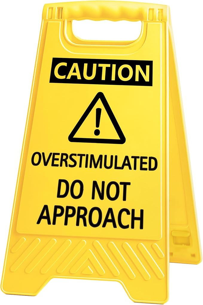 Caution Overstimulated Do Not Approach Funny Reminder Desk Sign Yellow Warning Style Office Table... | Amazon (US)