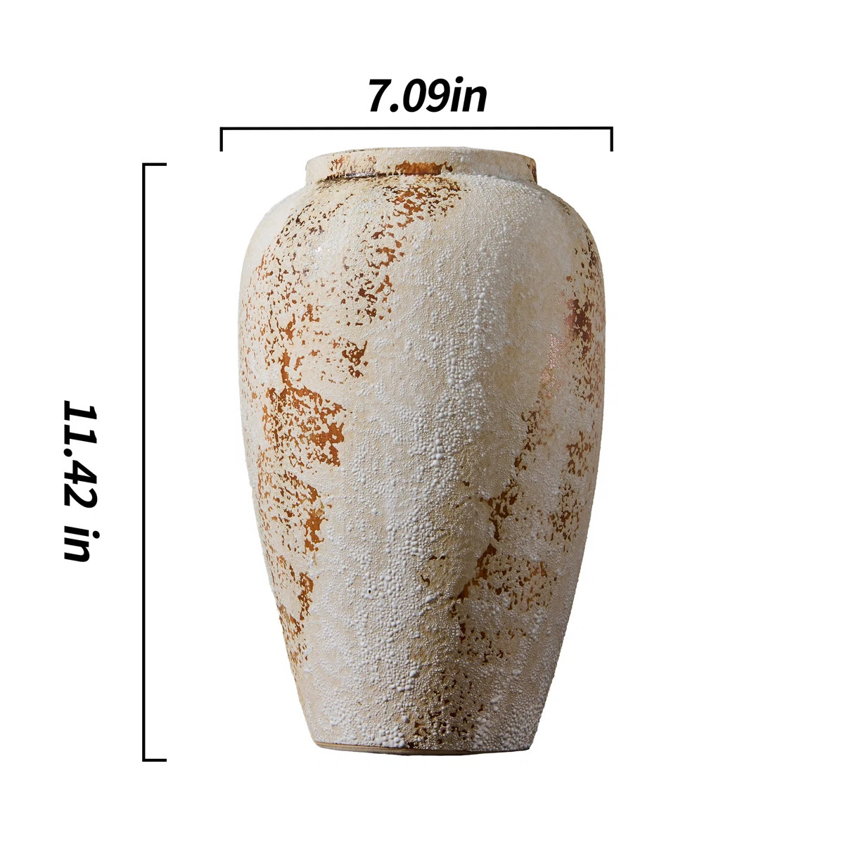 Handmade Ceramic Wide Textured Table Vase, Rustic Style Decorative Vase for Home, Office, Bedroom... | Wayfair North America