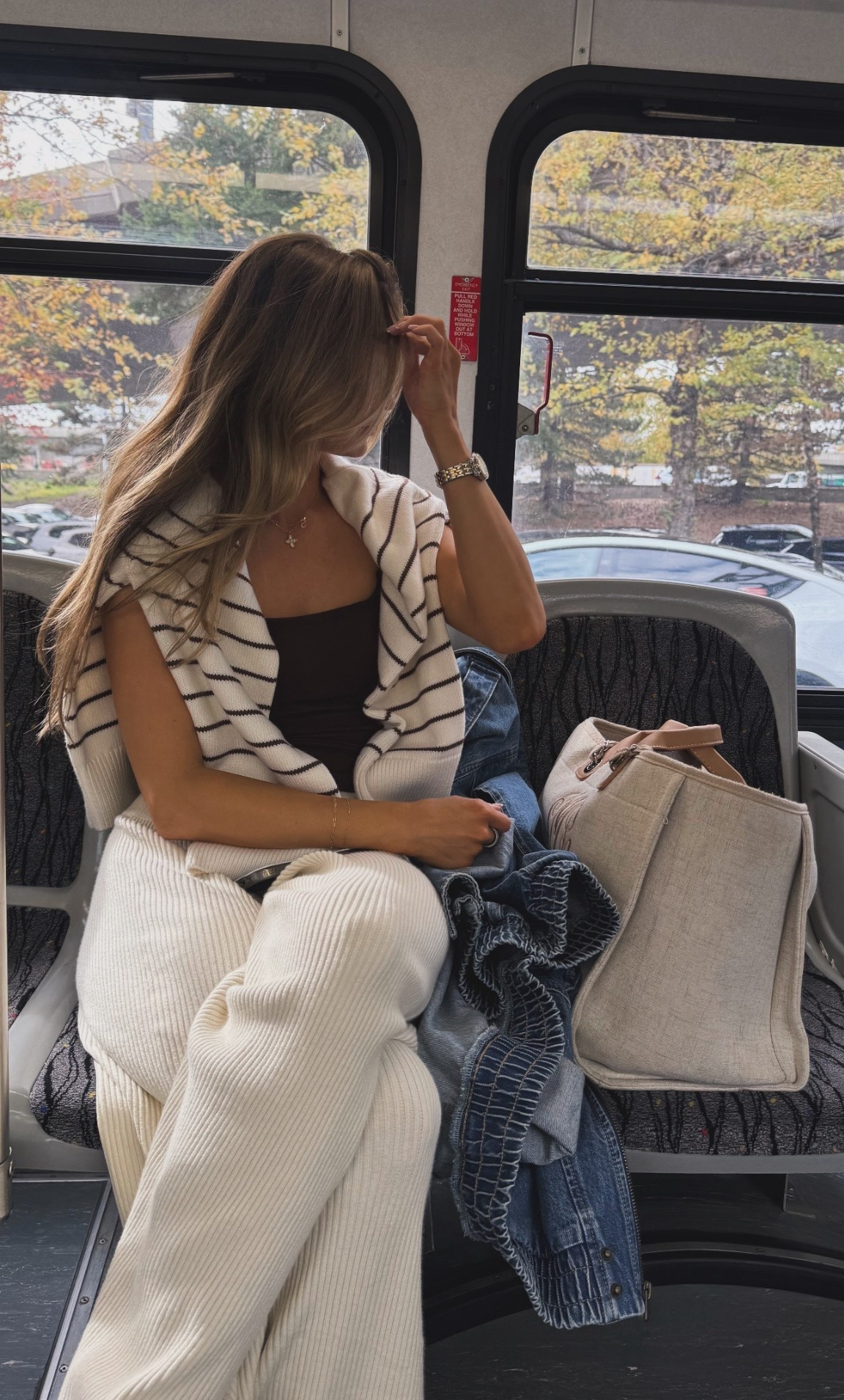 fall travel uniform 🍂
comfy, neutral, and perfectly put together — these ribbed knit pants are my new go-to for travel days lately. layered with a striped sweater and my favorite tote that fits everything. effortless + elevated 🤍

travel outfit, cozy travel set, fall outfit inspo, neutral outfit aesthetic, ribbed knit set, striped sweater outfit, chic airport look, comfy travel outfit, minimalist fall style

#LTKTravel #LTKHoliday #LTKStyleTip