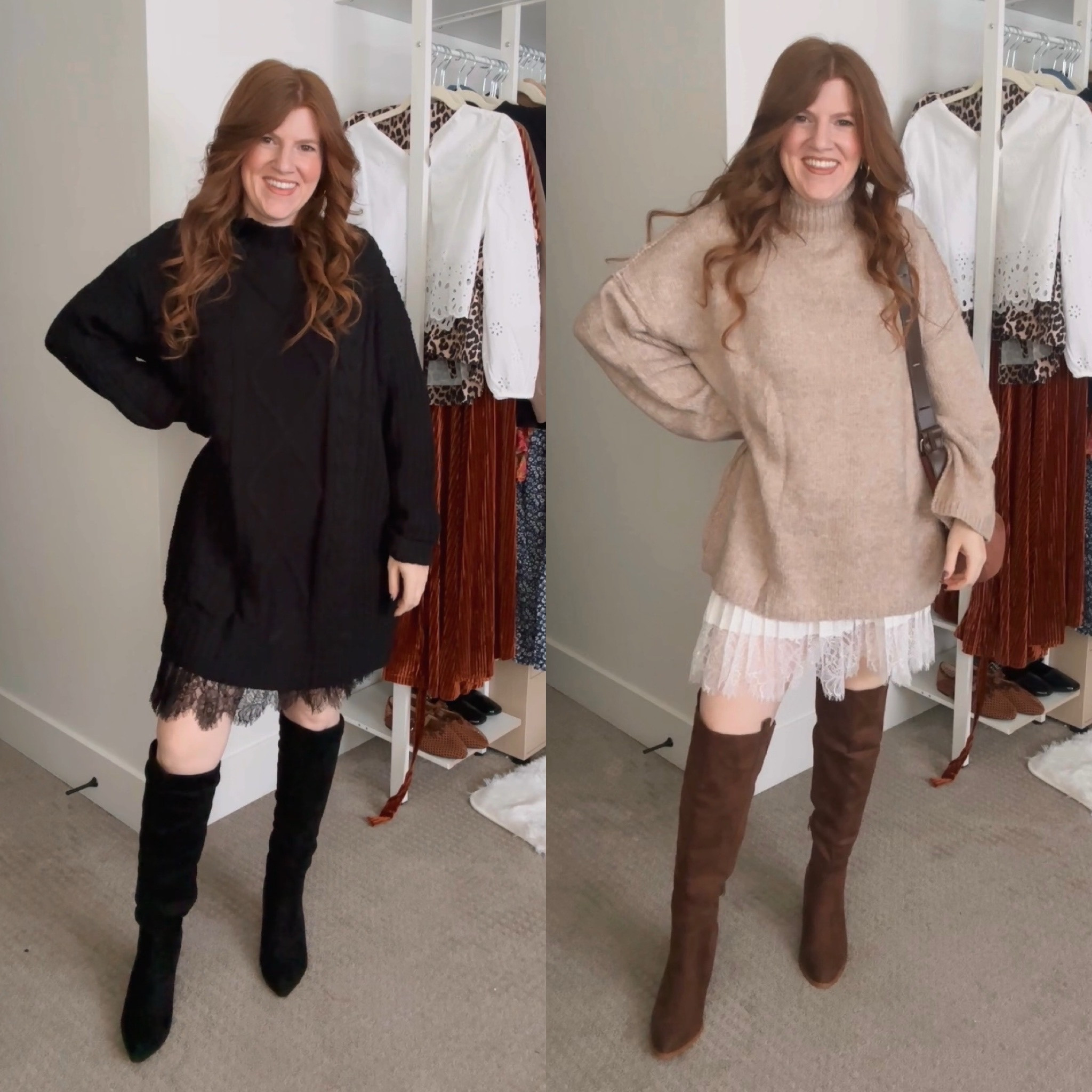 Styling the viral slip skirt from Amazon. 

Fall Outfit. Sweater dress. Date night outfit. 

#LTKStyleTip #LTKFindsUnder50 #LTKFindsUnder100