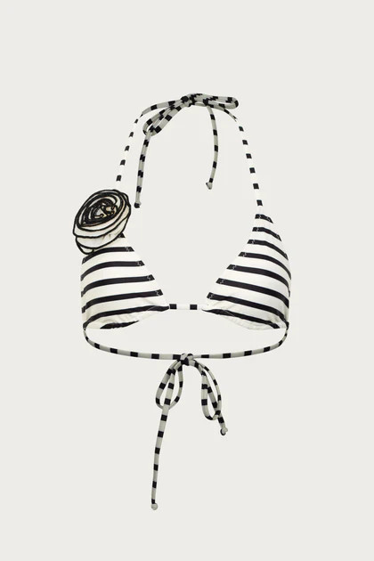 Rose Triangle Top (Cream Black Stripe) | SAME