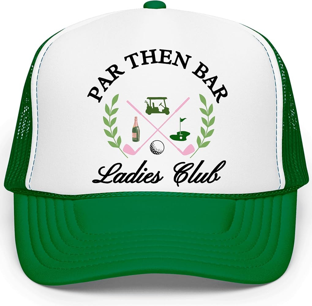 Par Then Bar Ladies Club Funny Golfer Women's Classic 5 Panel Mesh Snap Back Trucker Hat | Amazon (US)