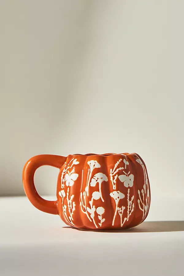 Floral Pumpkin Mug By Anthropologie in Assorted Size MUG/CUP | Anthropologie (US)