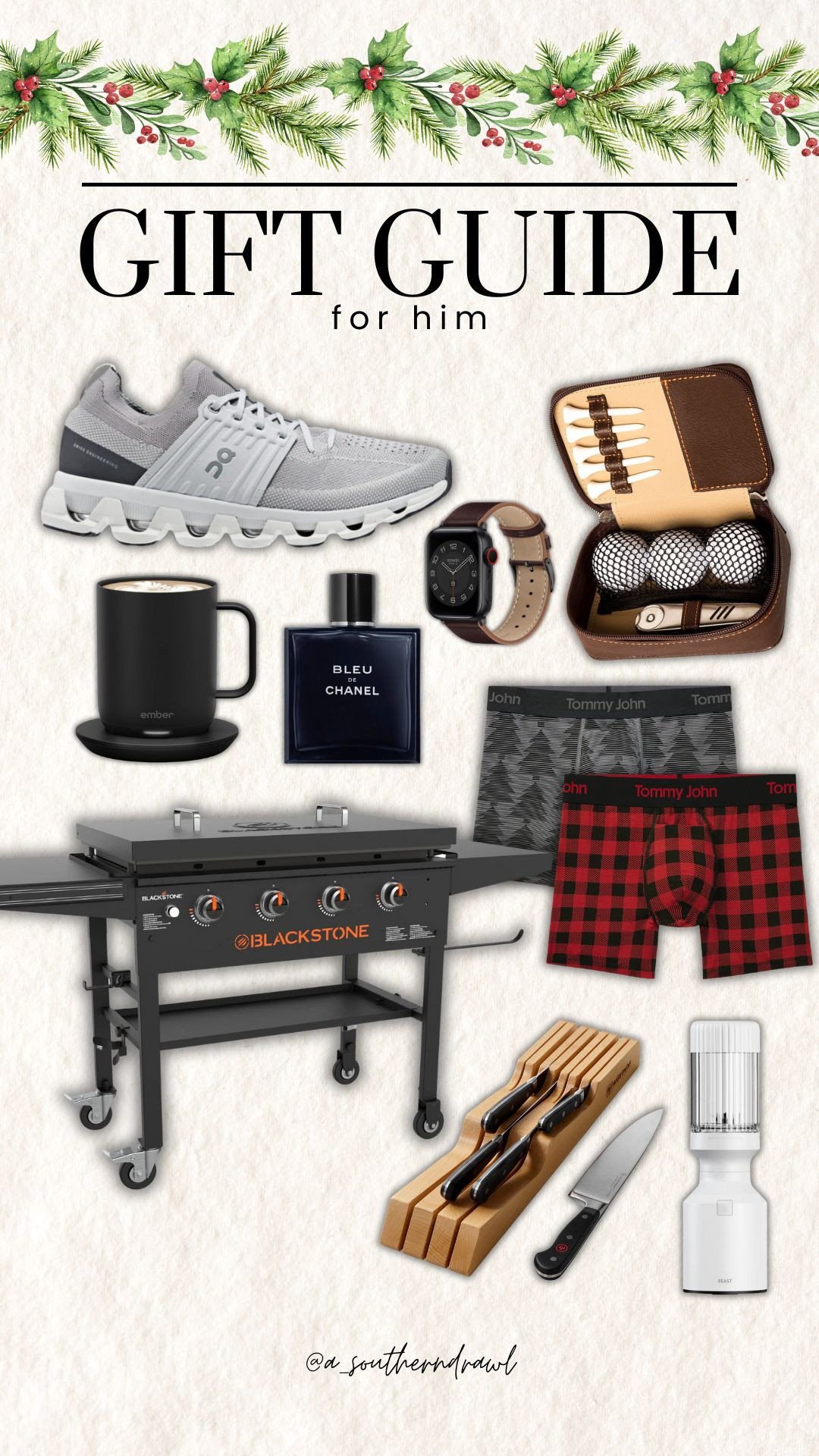 Gift Guide: For Him🎄🎅🏼 

gift guide, gift for him, gift for boyfriend, gift for husband, gift for tween, gift for teen, knife set, blackstone grill, on cloud sneakers, cologne, ember mug, apple watch band, golf essentials, tommy john, Grace White, A Southern Drawl 

 #LTKCyberWeek #LTKGiftGuide #LTKHoliday
